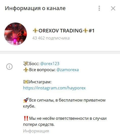 Информация о канале Orexov Trading
