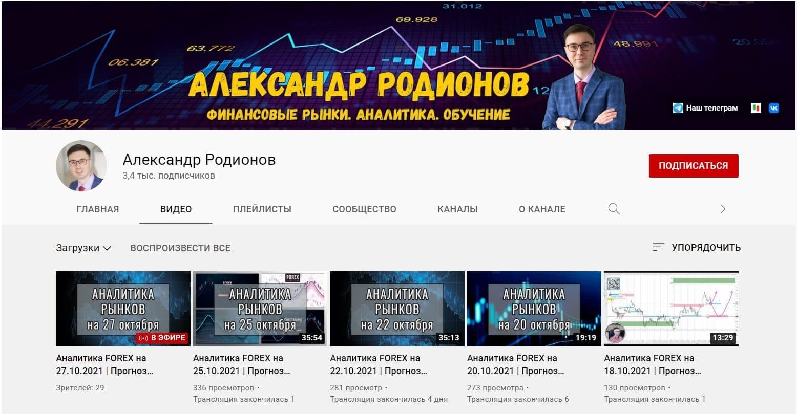 Ютуб канал Александра Родионова