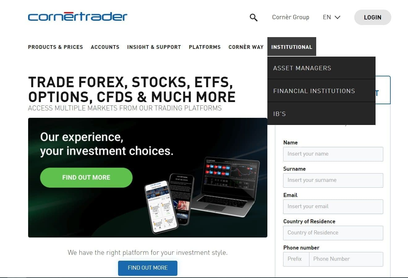 Сайт Corner Trader