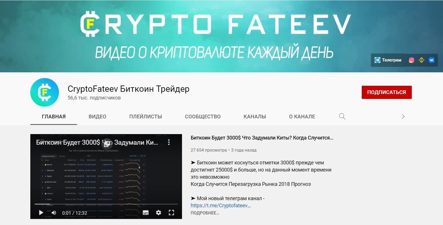 Ютуб канал Cryptofateev