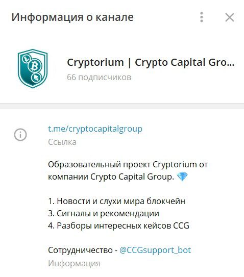 Информация о канале Crypto Capital Group