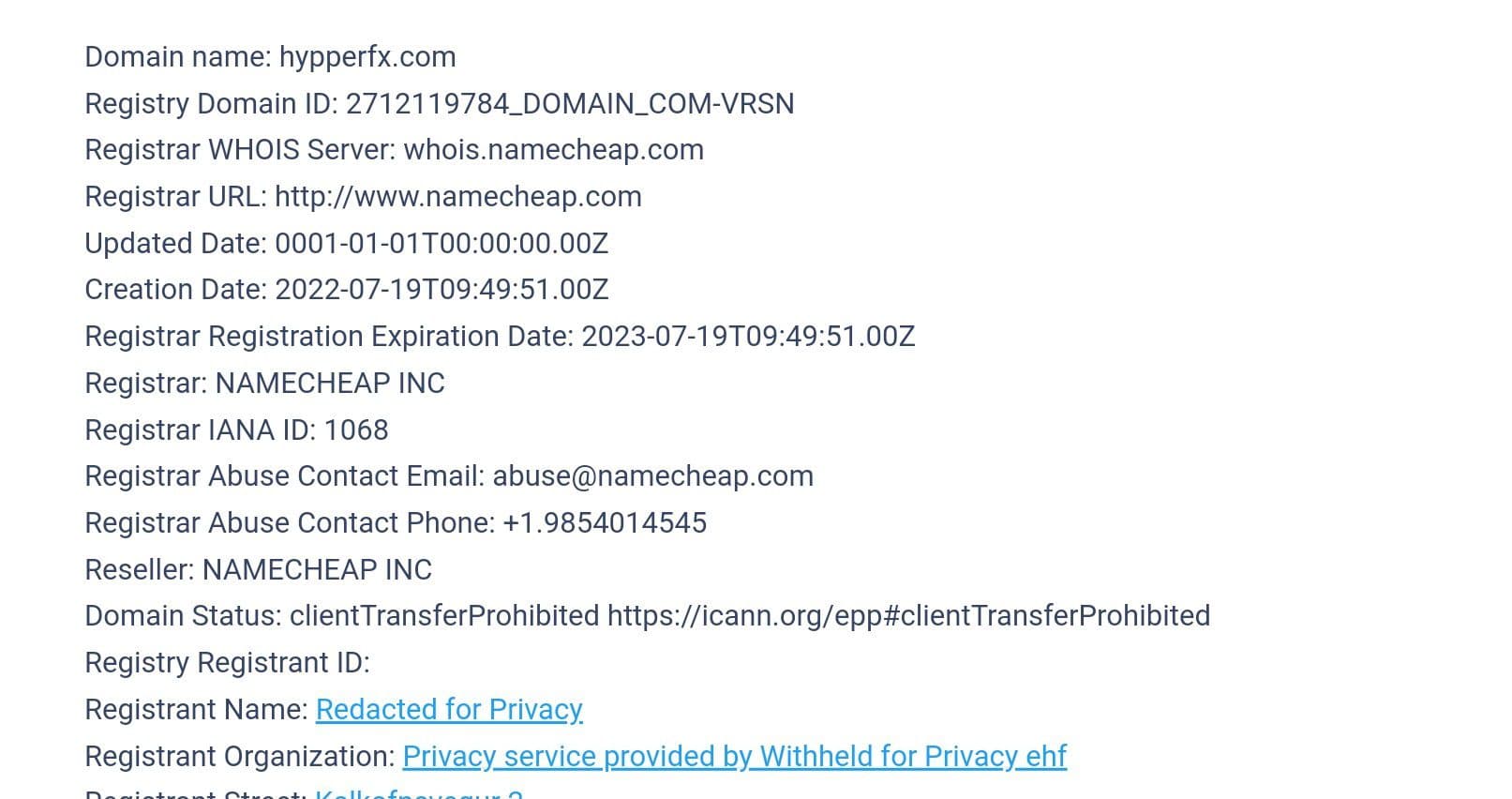Hypperfx информация о регистрации домен