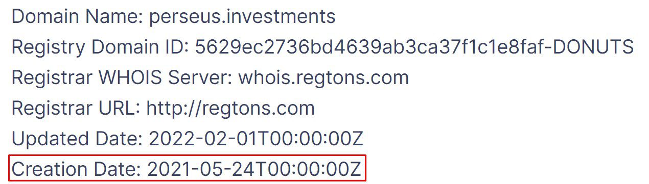 Perseus Investments реестр домен