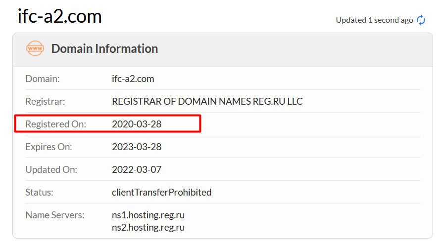 АО ИФК A2 регистрация домен