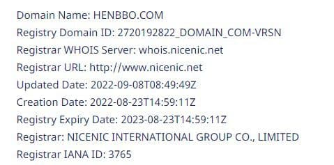 Регистрация сайтаHenbbo Ventures Holding домен