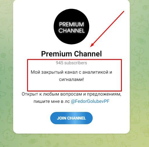 Телеграм канал Premium channel обзор