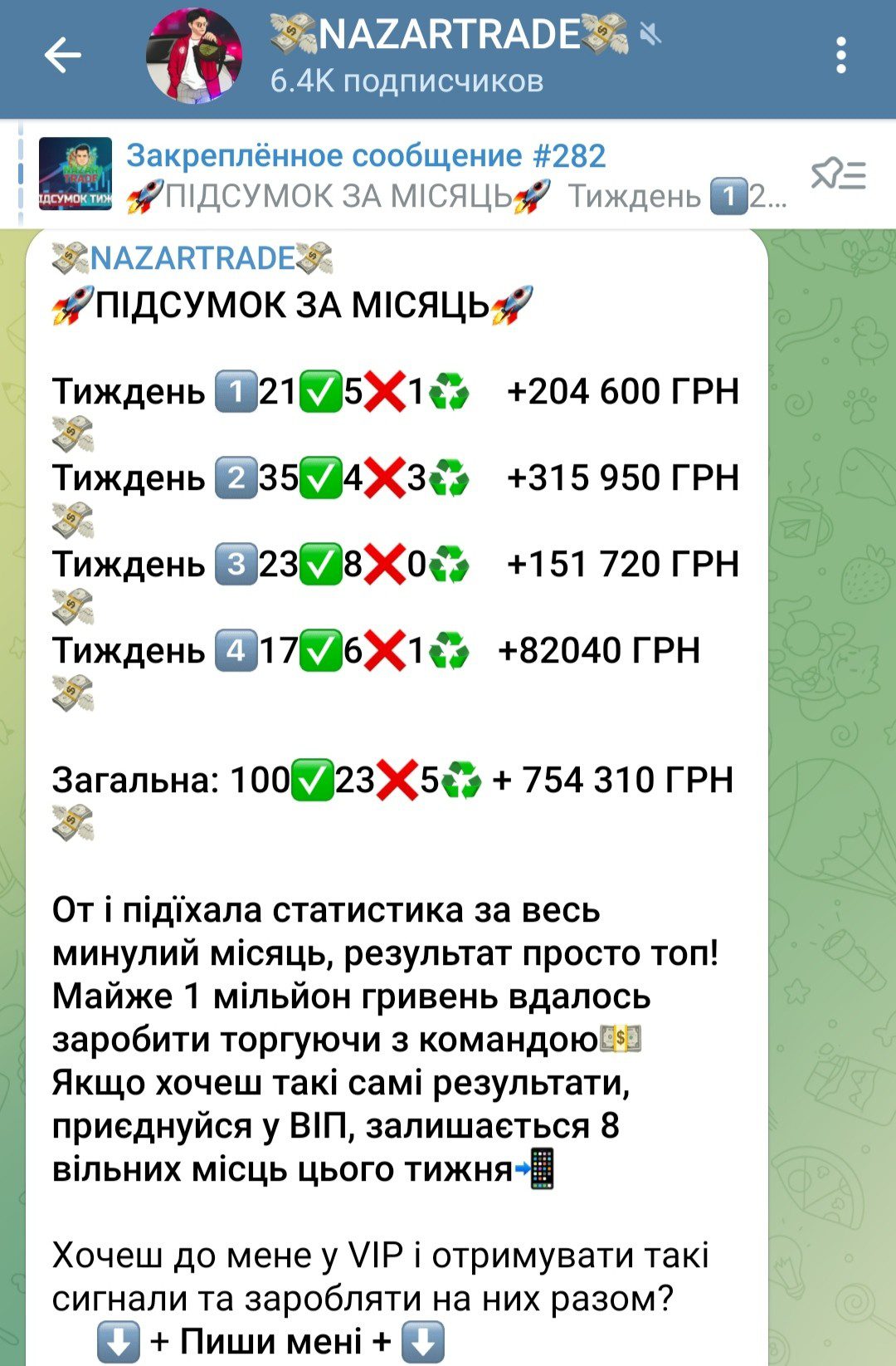 Nazar Volodymyrovych телеграм трейдер