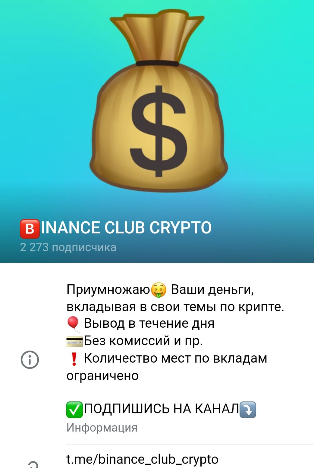 Binance Club Crypto телеграмм