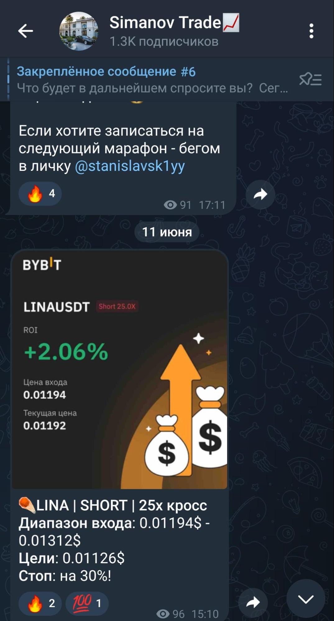 Пост в телеграм-канале Simanov trade